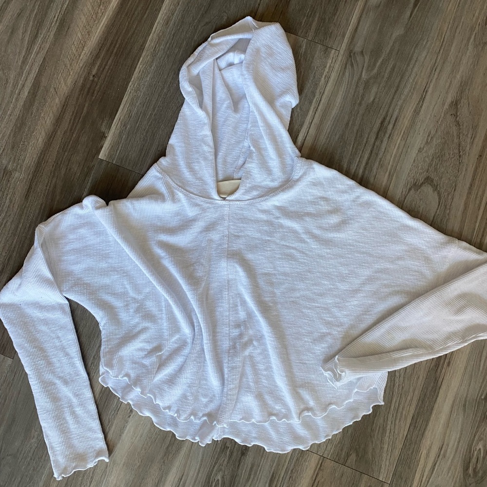 Cropped ribbed hoodie